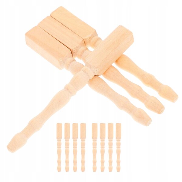 12 Mini-Tischbeine aus Holz für Puppenhäuser, hellgelb
