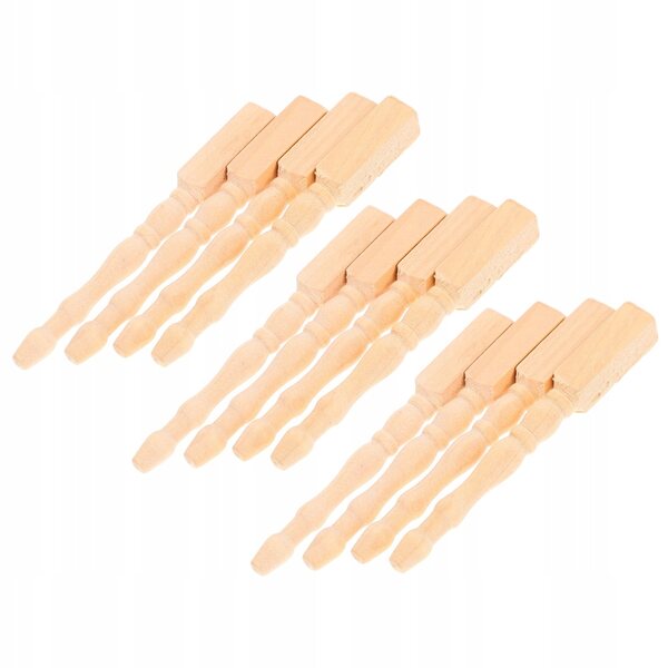 12 Mini-Tischbeine aus Holz für Puppenhäuser, hellgelb