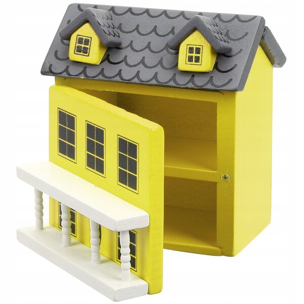 DREWNIANY ŻÓŁTY DOMEK MINIATURA DEKORACJA OGRODU I DOMU