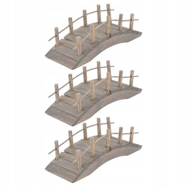 Dunkle gewölbte Mini-Holzbrücken für Landschaften und Miniaturgärten, 3er-Set