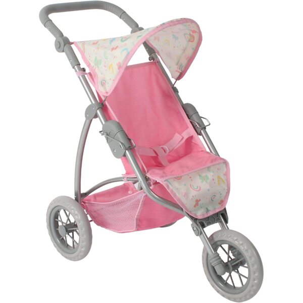 Jogging-Puppenkinderwagen Leon Chic 2000 mit verstellbarem Griff und rosafarbenem Verdeck
