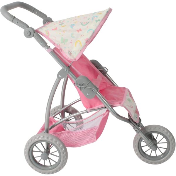 Jogging-Puppenkinderwagen Leon Chic 2000 mit verstellbarem Griff und rosafarbenem Verdeck