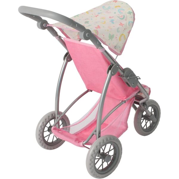 Jogging-Puppenkinderwagen Leon Chic 2000 mit verstellbarem Griff und rosafarbenem Verdeck