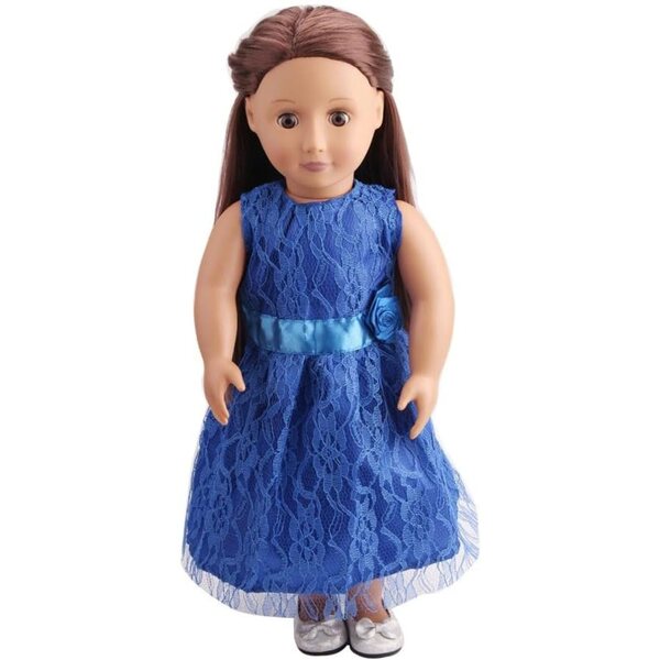 Abito in Pizzo Blu per Bambola Americana 46 cm - Vestito Casual e Accessorio Sicuro