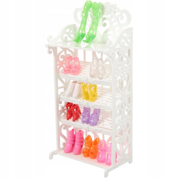 1ZESTAW MINI PLASTIKOWY STOJAK NA BUTY - DEKORACJA DO DOMKU