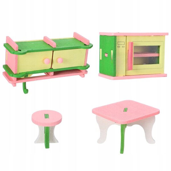 Holzmöbel-Set für Mini-Feengarten – Lernspiel für Kinder