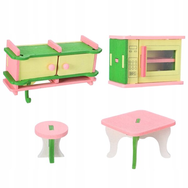 Holzmöbel-Set für Mini-Feengarten – Lernspiel für Kinder