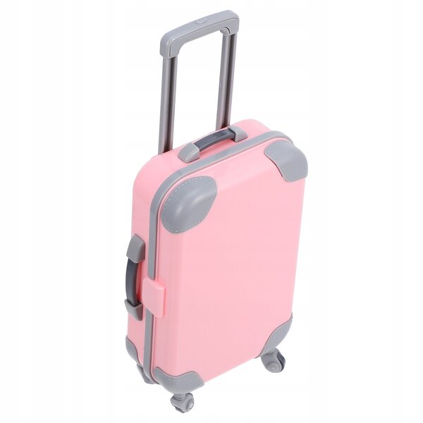 Mini valigia rosa in ABS per decorazione casa delle bambole, realistica e compatta