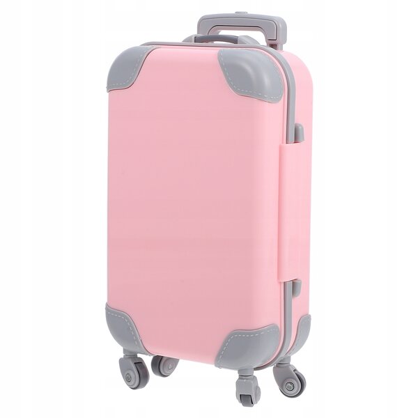 Mini valigia rosa in ABS per decorazione casa delle bambole, realistica e compatta
