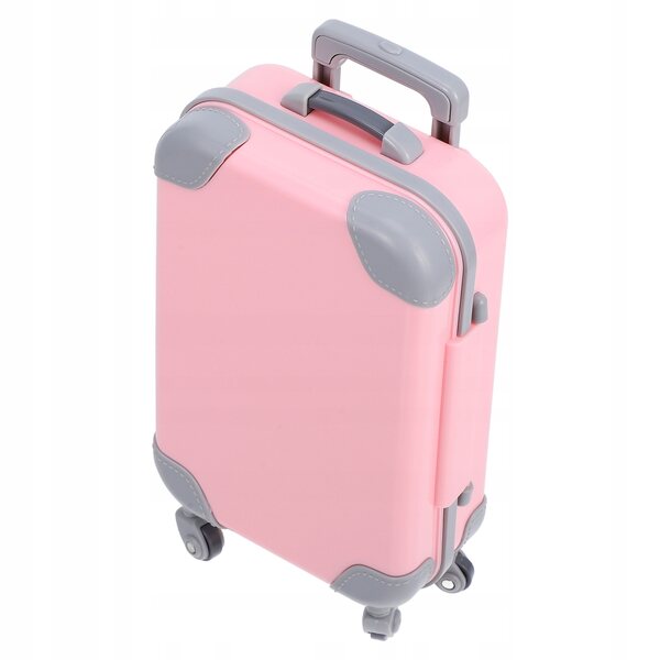 Mini valigia rosa in ABS per decorazione casa delle bambole, realistica e compatta