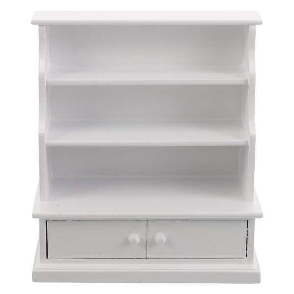 Mini libreria in legno bianca per casa delle bambole - scaffale decorativo compatto