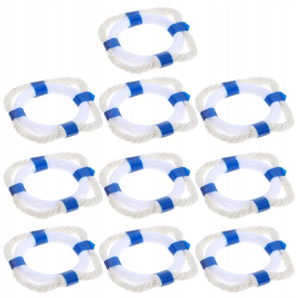 10 blaue Mini-Rettungsbojen aus Kunststoff für Miniaturdekorationen