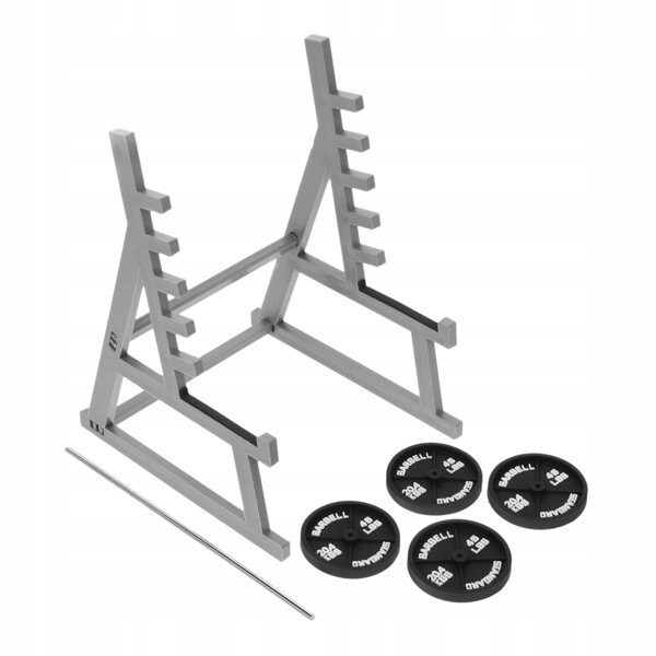 Mini set fitness con bilanciere e supporto per casa delle bambole, nero 15,5 cm