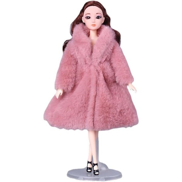 Cappotto Lungo in Peluche per Bambola 30 cm, Abbigliamento BJD 1/6, 4 Pezzi