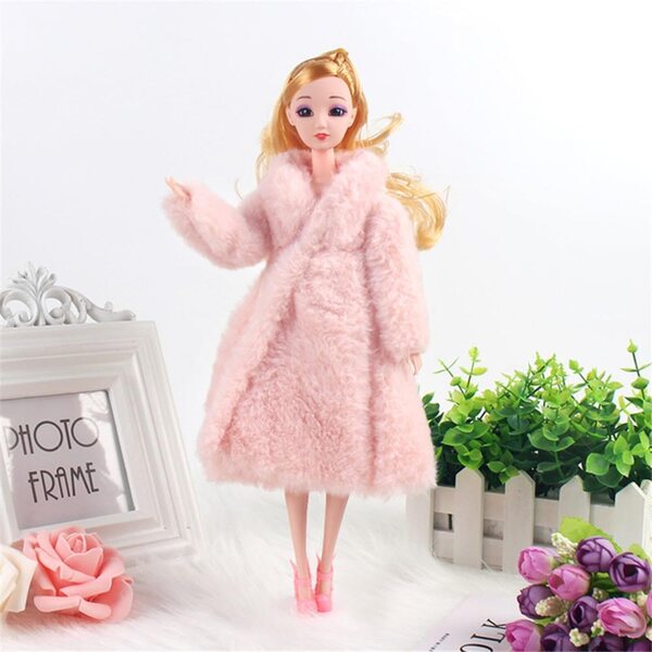 Cappotto Lungo in Peluche per Bambola 30 cm, Abbigliamento BJD 1/6, 4 Pezzi