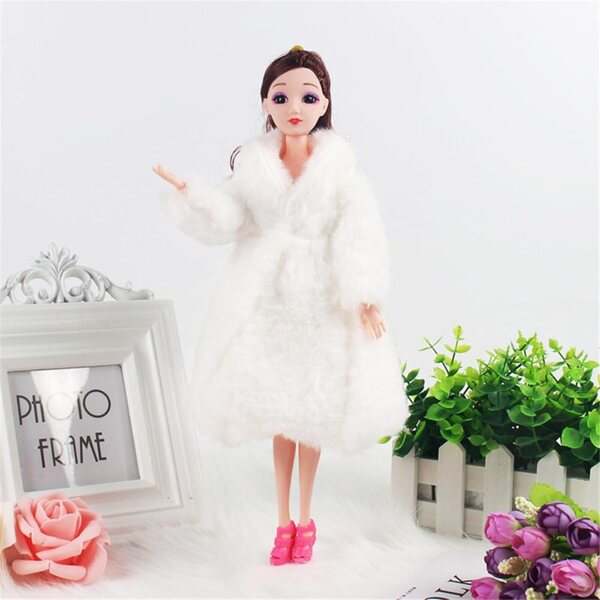 Cappotto Lungo in Peluche per Bambola 30 cm, Abbigliamento BJD 1/6, 4 Pezzi
