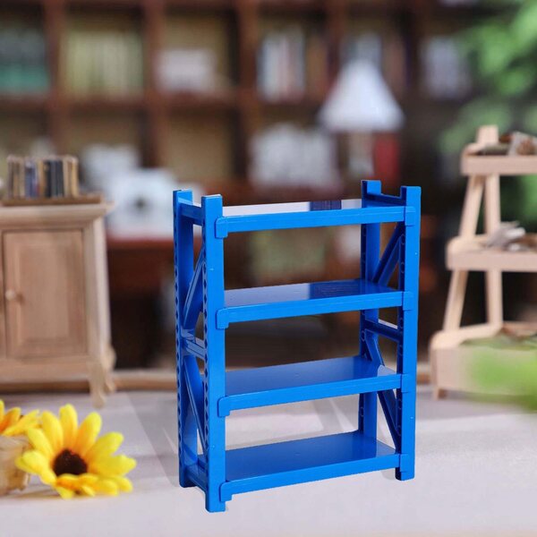Blaues Miniaturregal für Puppenhaus, verstellbarer Organizer 16x12x5cm