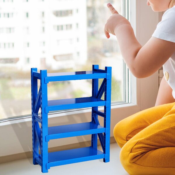 Blaues Miniaturregal für Puppenhaus, verstellbarer Organizer 16x12x5cm