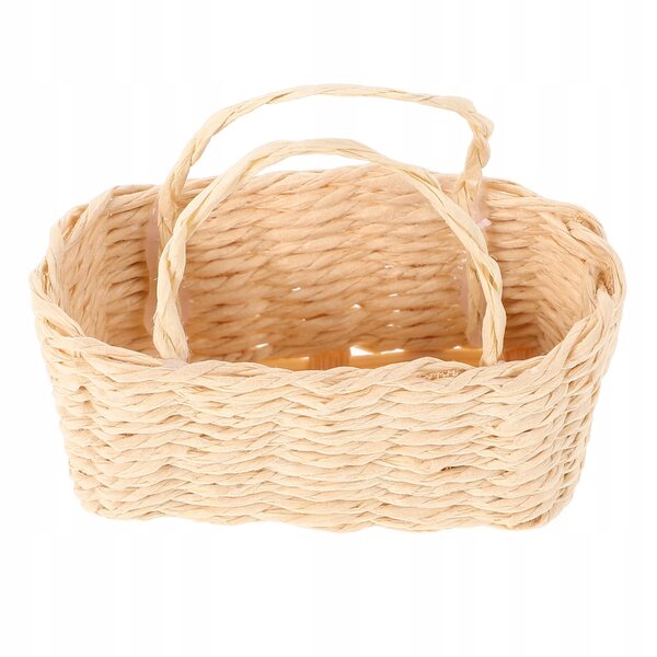 Mini cestino in rattan per casa delle bambole, accessorio decorativo e funzionale