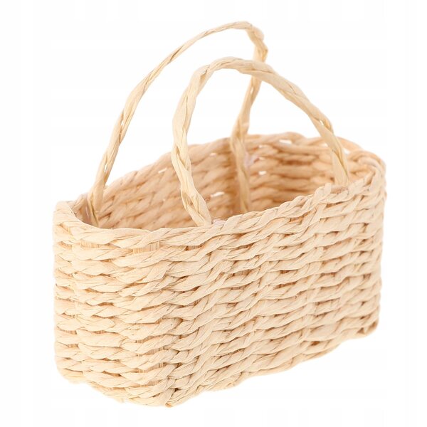 Mini cestino in rattan per casa delle bambole, accessorio decorativo e funzionale