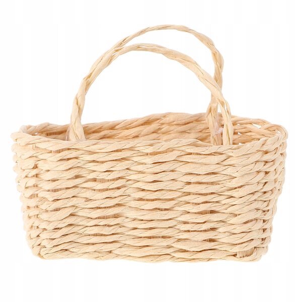 Mini cestino in rattan per casa delle bambole, accessorio decorativo e funzionale