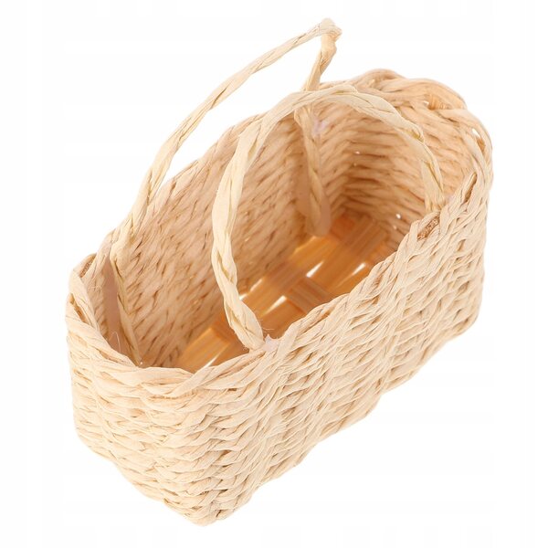 Mini cestino in rattan per casa delle bambole, accessorio decorativo e funzionale