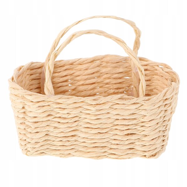 Mini cestino in rattan per casa delle bambole, accessorio decorativo e funzionale