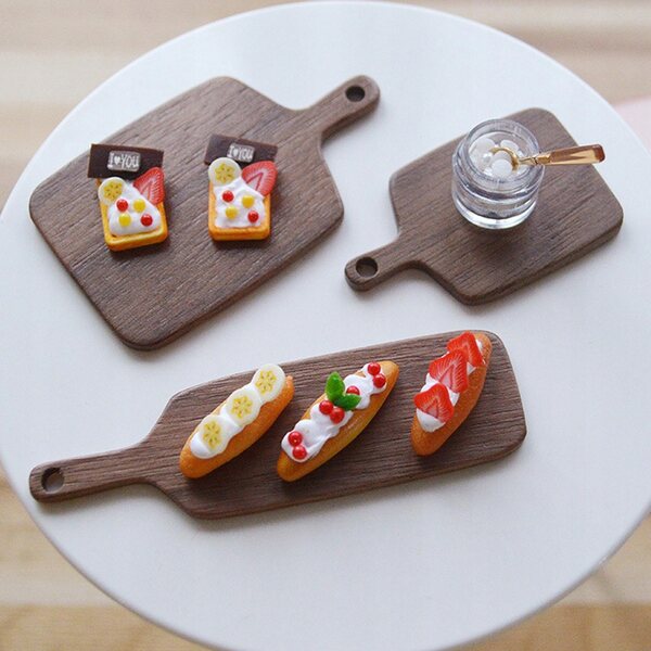 Set 3 Miniature Taglieri in Legno per Casa delle Bambole Scala 1:6 1:12