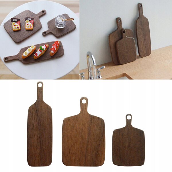 Set 3 Miniature Taglieri in Legno per Casa delle Bambole Scala 1:6 1:12