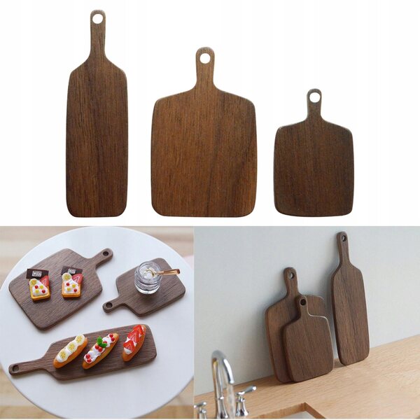 Set 3 Miniature Taglieri in Legno per Casa delle Bambole Scala 1:6 1:12