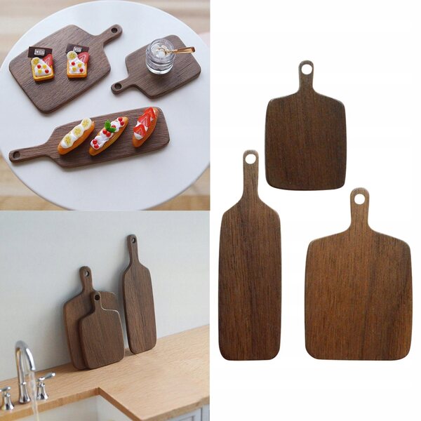 Set 3 Miniature Taglieri in Legno per Casa delle Bambole Scala 1:6 1:12