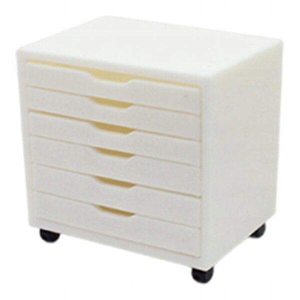Miniatura comodino bianco 1:12 con 6 cassetti per casa delle bambole