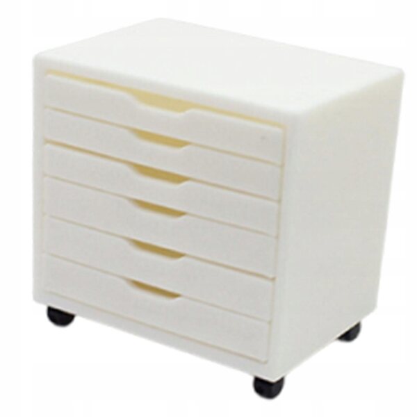 Miniatura comodino bianco 1:12 con 6 cassetti per casa delle bambole