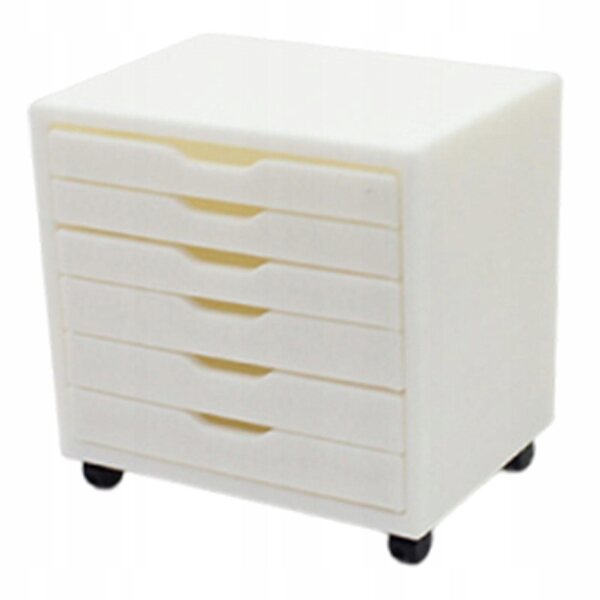 Miniatura comodino bianco 1:12 con 6 cassetti per casa delle bambole