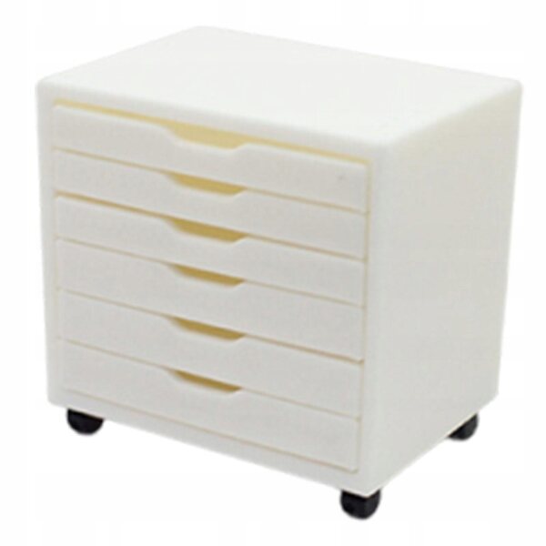 Miniatura comodino bianco 1:12 con 6 cassetti per casa delle bambole