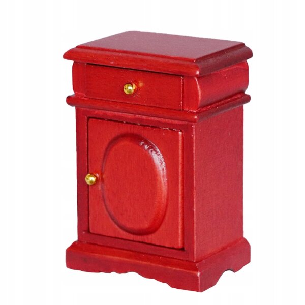 Mini Stolik Nocny aus rotem Holz für Puppenhaus 4,2x3x6 cm