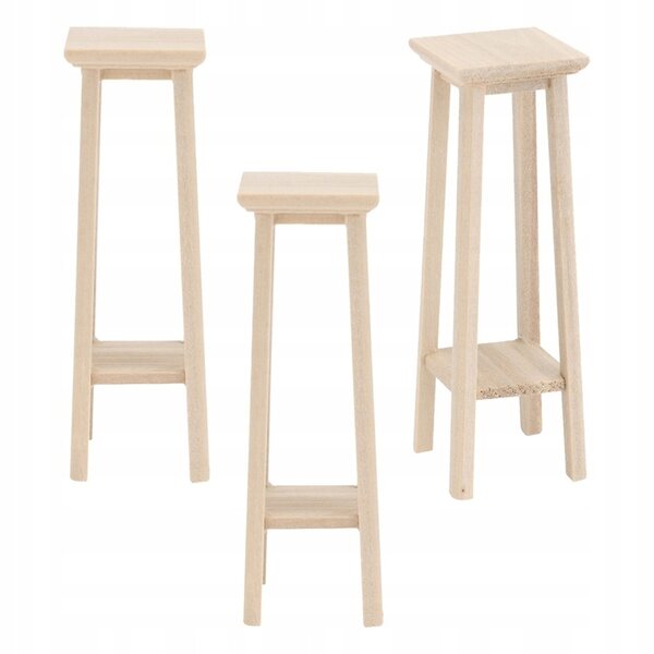 Set 3 Mini Supporti in Legno per Piante da Decorazione Casa 8,9x2,8 cm