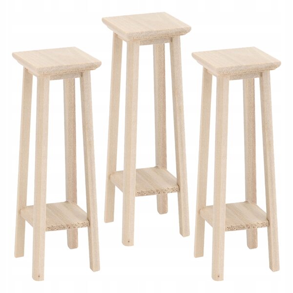 Set 3 Mini Supporti in Legno per Piante da Decorazione Casa 8,9x2,8 cm