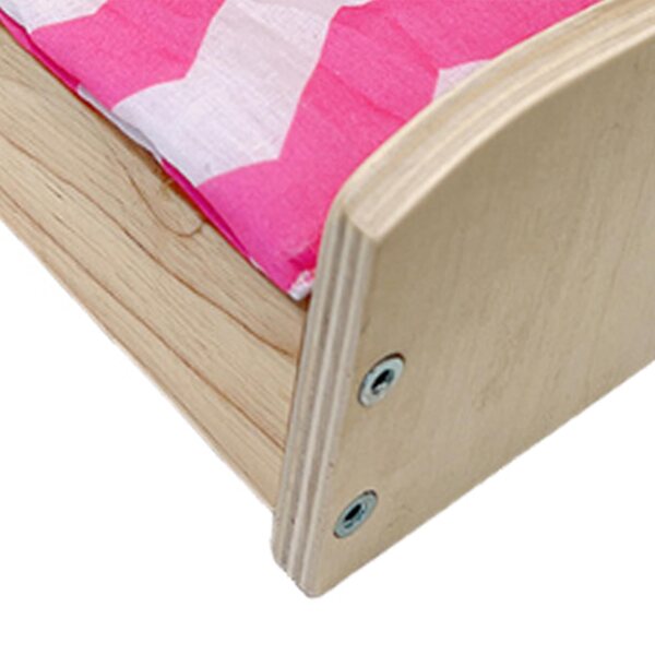 Letto in legno per casa delle bambole con biancheria, accessori miniatura 1:12