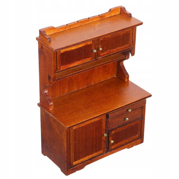 Maison de poupée : bibliothèque en bois véritable et fonctionnelle avec portes doubles 1:12