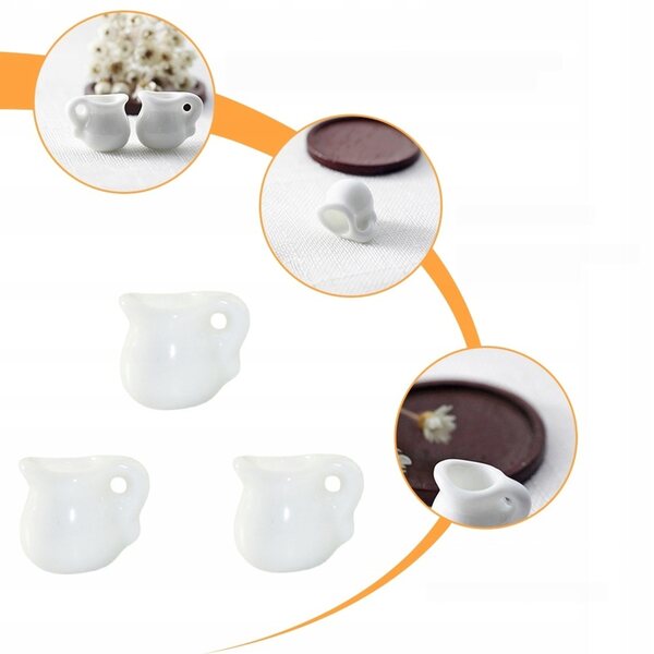 Set di 3 Mini Brocche in Ceramica Bianca per Decorazione e Fotografia 1,6 cm