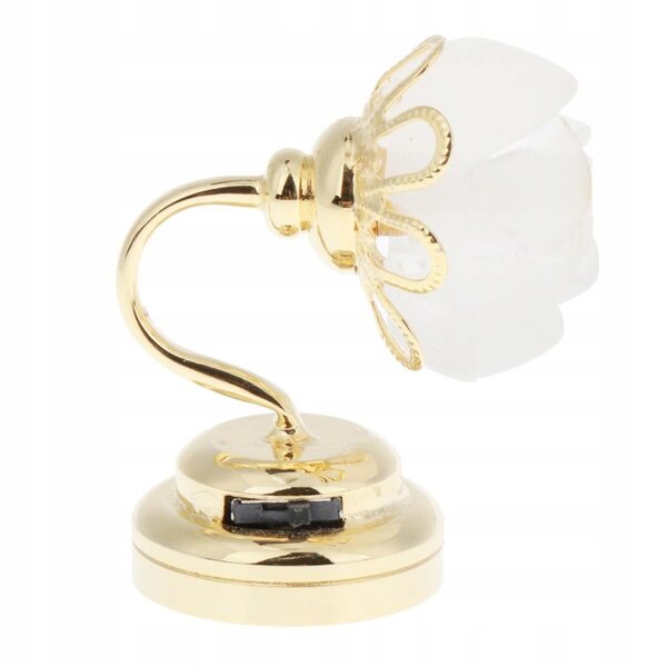 Miniatura Lampada LED a Forma di Rosa per Casa delle Bambole con Base Dorata 1:12