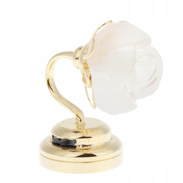 Miniatura Lampada LED a Forma di Rosa per Casa delle Bambole con Base Dorata 1:12