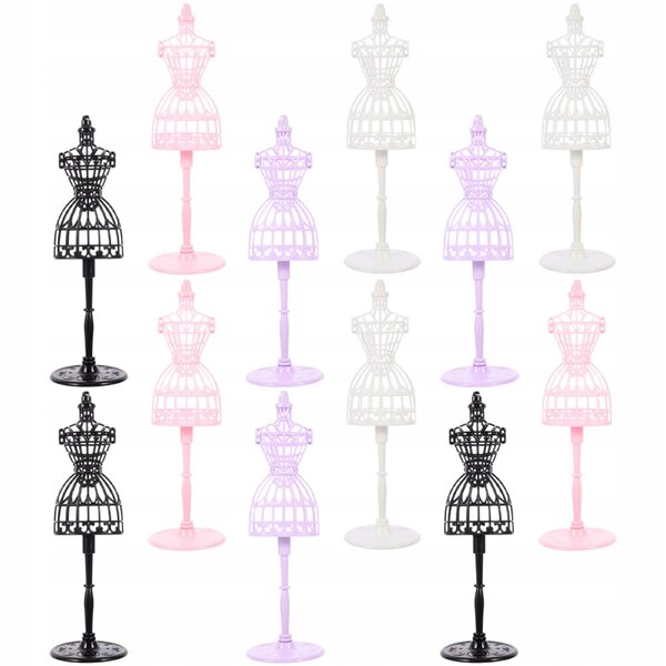 Lot de 12 mannequins de présentation en plastique durable pour vêtements de poupée colorés