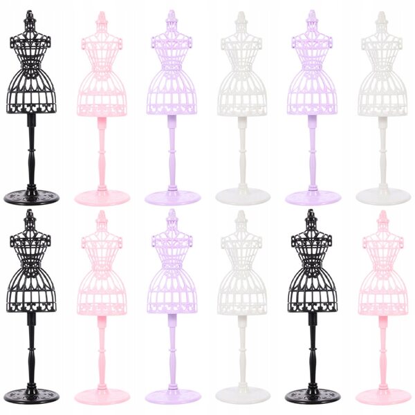 Set 12 manichini espositori in plastica per abiti bambole colorati resistenti