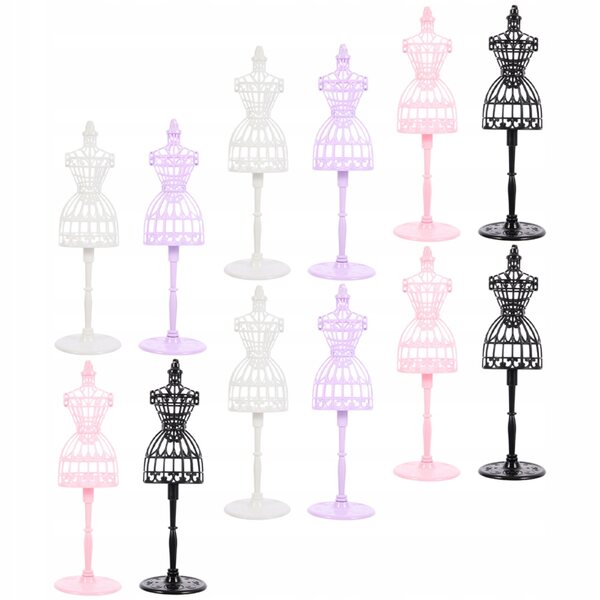 Set 12 manichini espositori in plastica per abiti bambole colorati resistenti