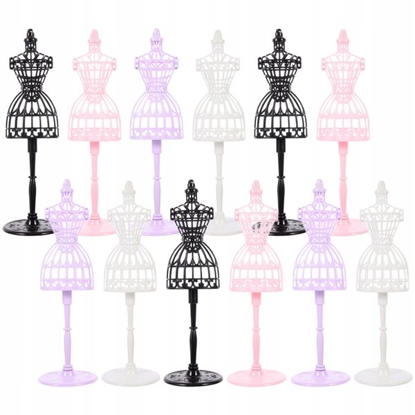 Set 12 manichini espositori in plastica per abiti bambole colorati resistenti