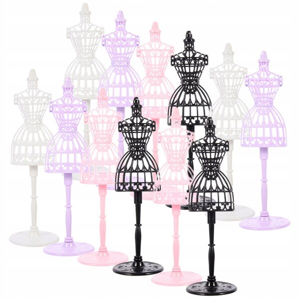 Set 12 manichini espositori in plastica per abiti bambole colorati resistenti