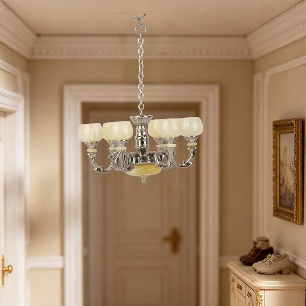 Miniatura Lampadario 1:12 per Casa delle Bambole in Stile Vintage Argento