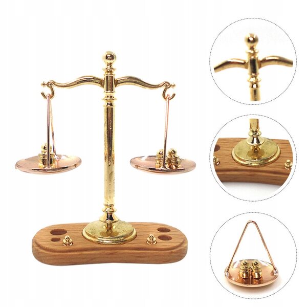 Set 2 Miniature Bilance da Cucina in Legno e Metallo per Casa delle Bambole